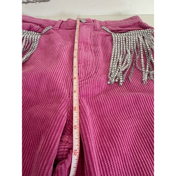 BDG Urban Outfitters Pink Jeans Fringe Rhinestones Diamonds‎ Size 27 Wide-Leg - Picture 6 of 11